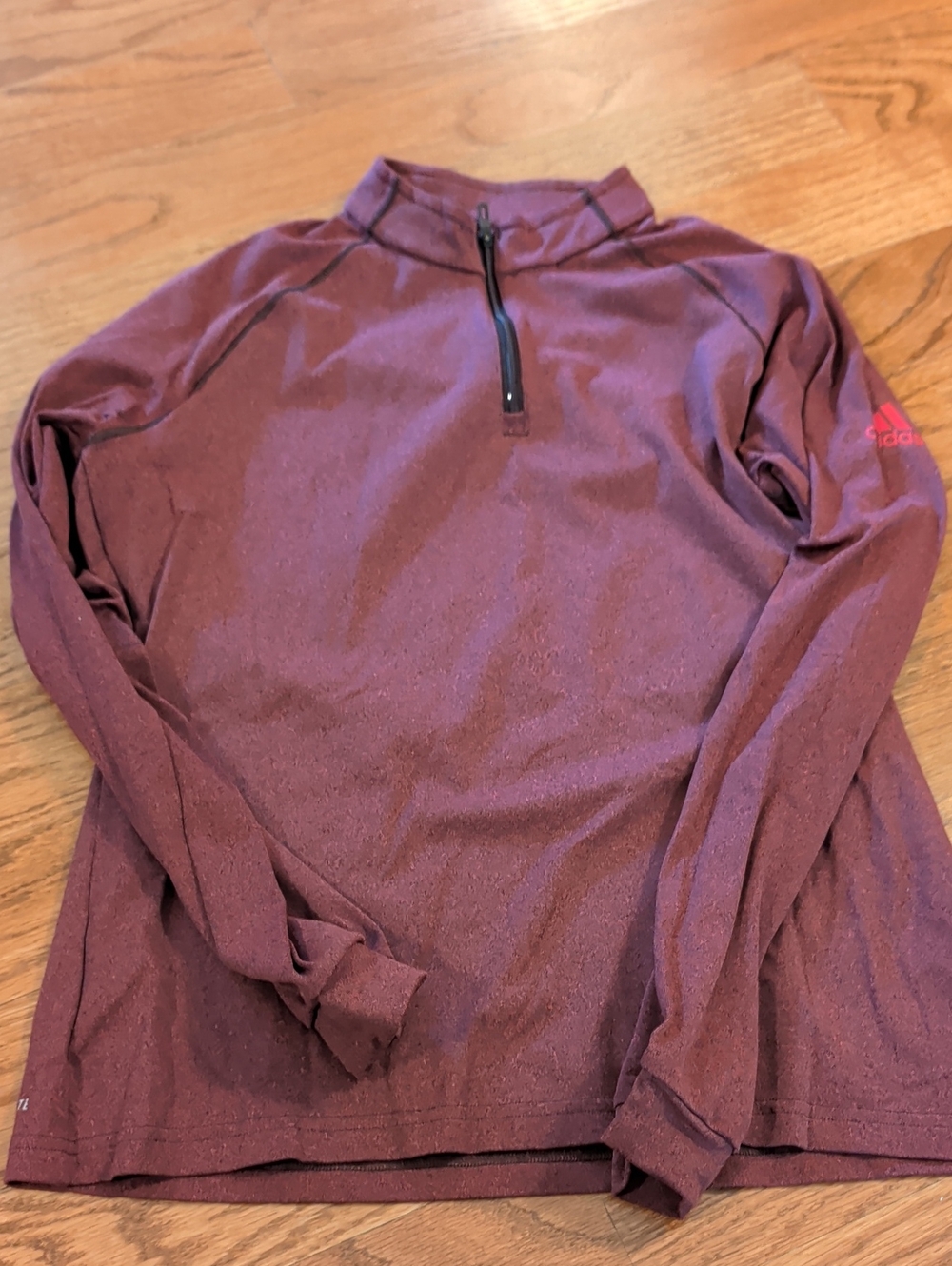 Adidas Maroon Quarter-Zip Performance Sweater